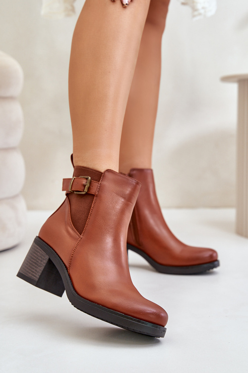 Zateplené Čižmy Na Opätku Eko Koža S Prackou Camel Eriliana