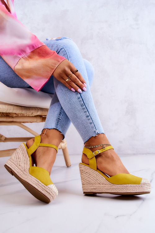 Ženské espadrilly na pletenej plošine žlté Canillo