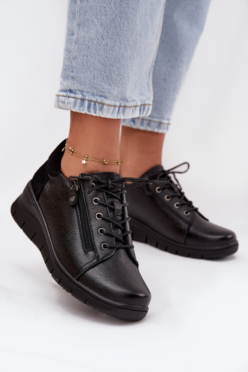 Kožené dámske platformové topánky Vinceza 39964 Čierne