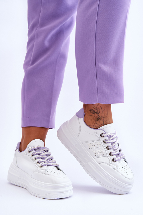 Módní dámské tenisky na platformě Bílo-fialová Claribel