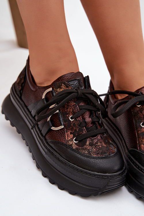 Kožené dámske tenisky na platforme Maciejka 06562-25 čokoládové