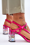 lakované sandály na ozdobném podpatku D&A CR-232 fuchsiové