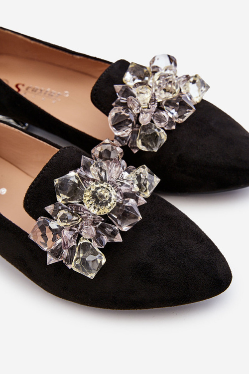 Dámské zdobené mokasíny s plochými podpatky Černe Sloane