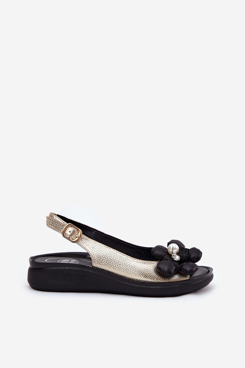 Dámske sandále s ozdobným kvetom zlaté Divonne