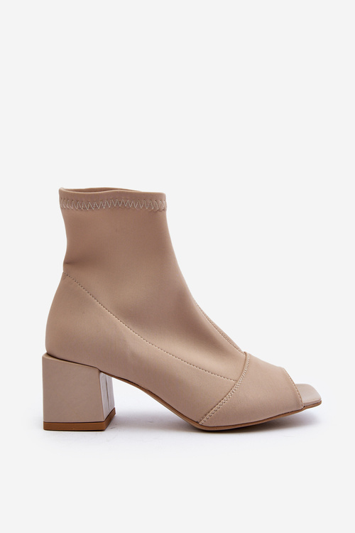 Zazoo 2876 Dámské boty na podpatku s odkrytými špičkami Beige