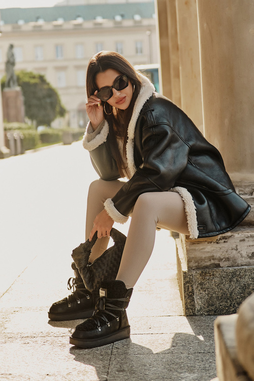 Voděodolné sněhové boty na platformě veganské D.Franklin DFSH370004 černé