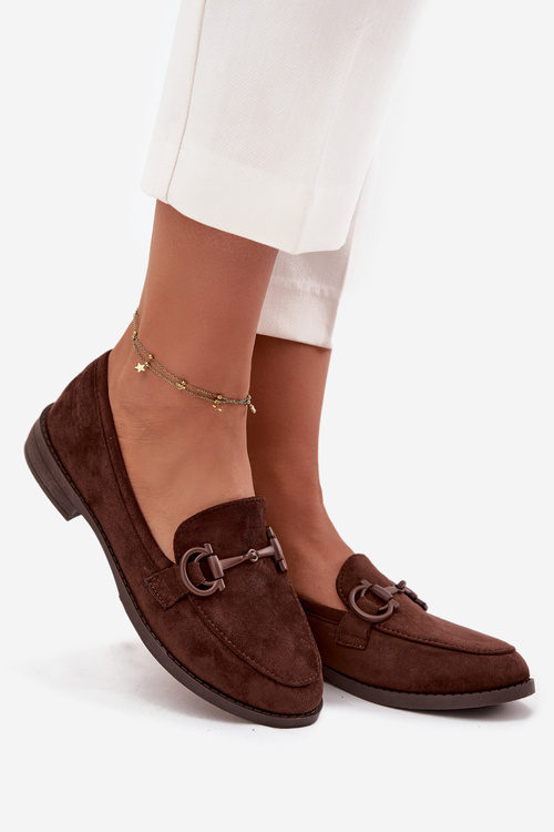 Dámské mokasiny s ozdobným detailem eko semišové Čokoládové Ambria
