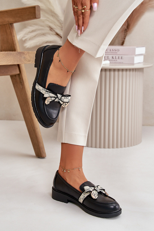 Kožené Dámské Polobotky Mokasíny Černé S.Barski HY42-330