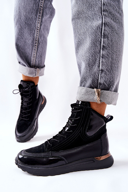 Vysoké Kožené Sportovní Tenisky černé Chocci