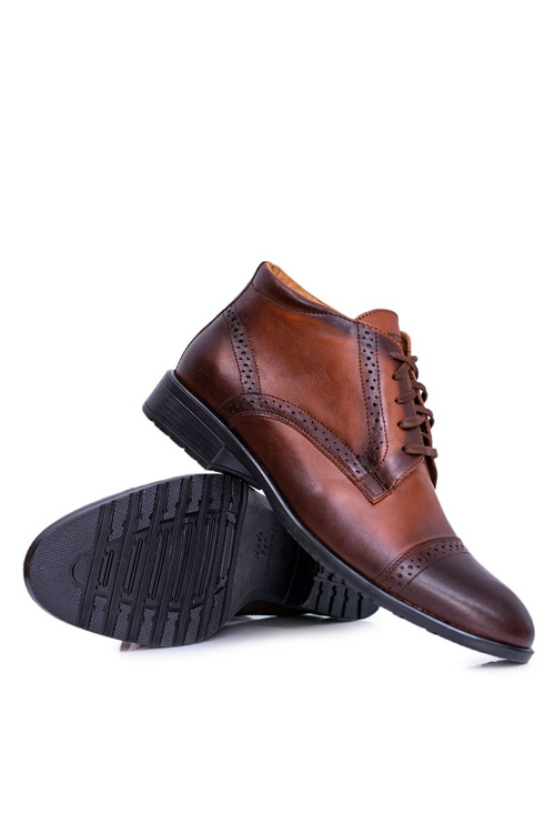 Pánske izolované topánky poľské kožené topánky Koniak Columbs