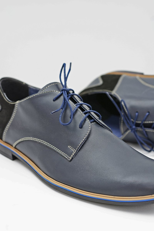 Pánské Polobotky Bednarek Elegantní Kožené Tmavě Modré Biagio