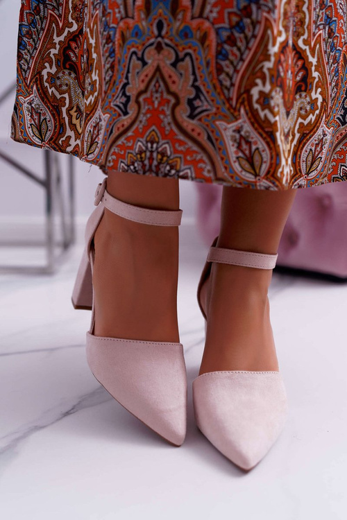 Dámské Lodičky Na Podpatku Semišové Béžové Elegante