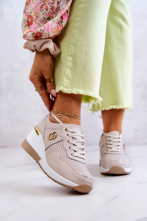 Dámská kůže sportovní obuv Sneakers béžový Loissa