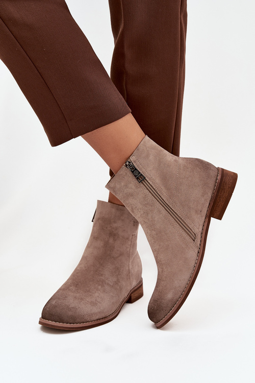 Dámské kotníkové boty na nízkém podpatku Vinceza 39961 béžové