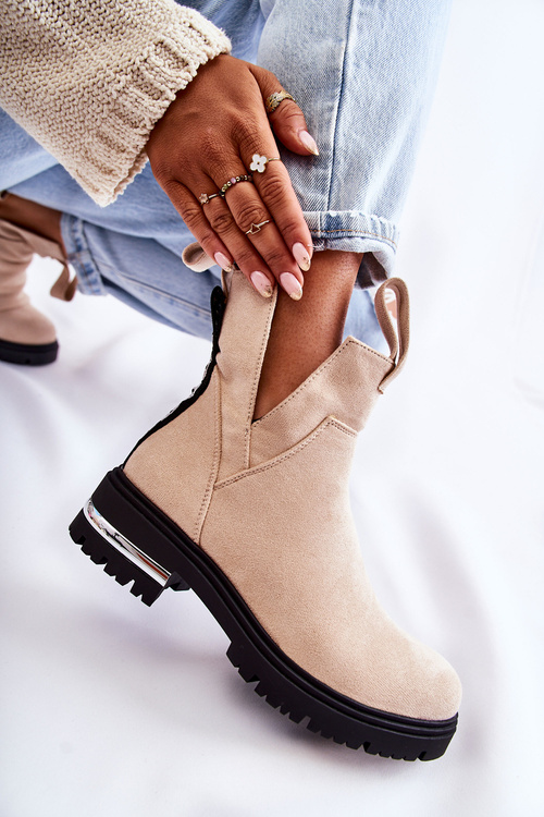 Semišové topánky s béžovými výrezmi Elvera