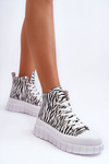 Dámske vysoké tenisky, biely vzor zebra zebra