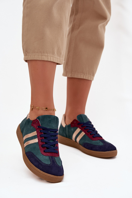 Zazoo N1068 Semišové Nízké Tenisky Dámské Tmavě Zelená