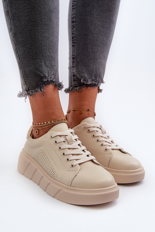 Dámske kožené tenisky na platforme béžové Gatira