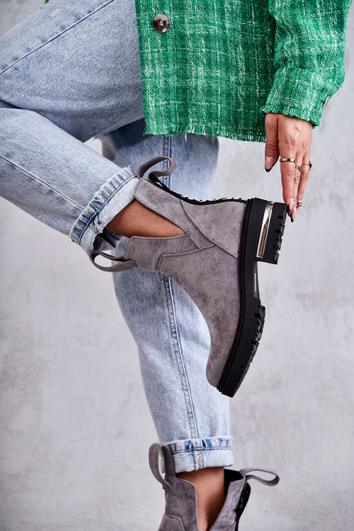 Semišové topánky so šedými výrezmi Elver