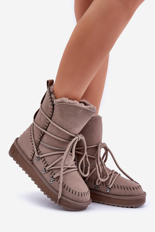 Dámske Snehule Z Prírodného Semiša D.Franklin DFSH375004 Taupe