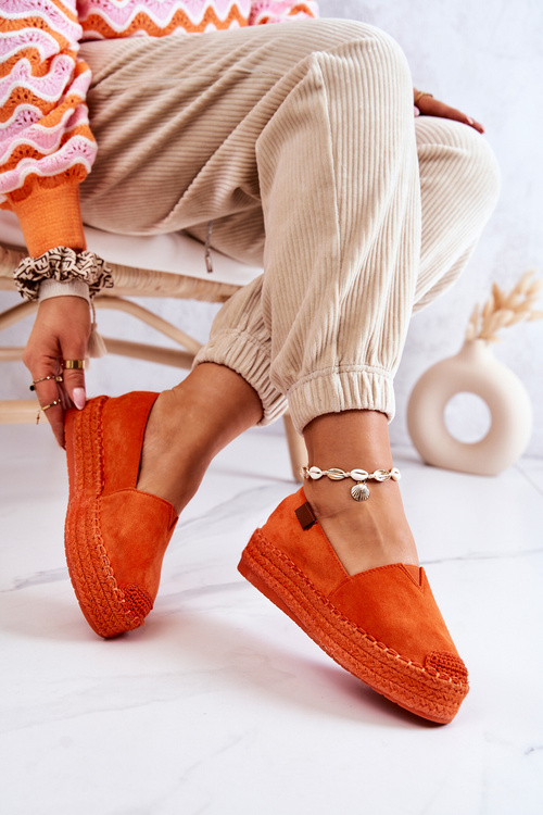 Nazouvací semišové espadrilky oranžove Lesley