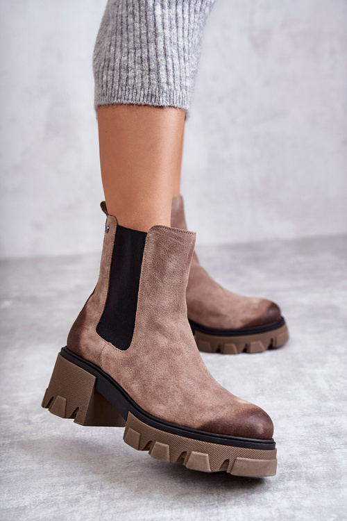 Dámské semišové boty na platformě Béžove Hilde