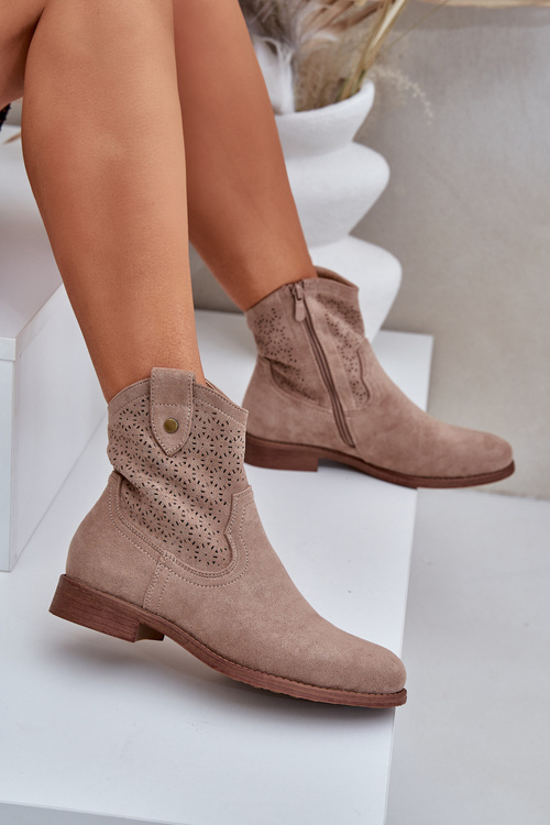 Děrované Boty Na Plochém Podpatku S.Barski HY51-063 Béžové