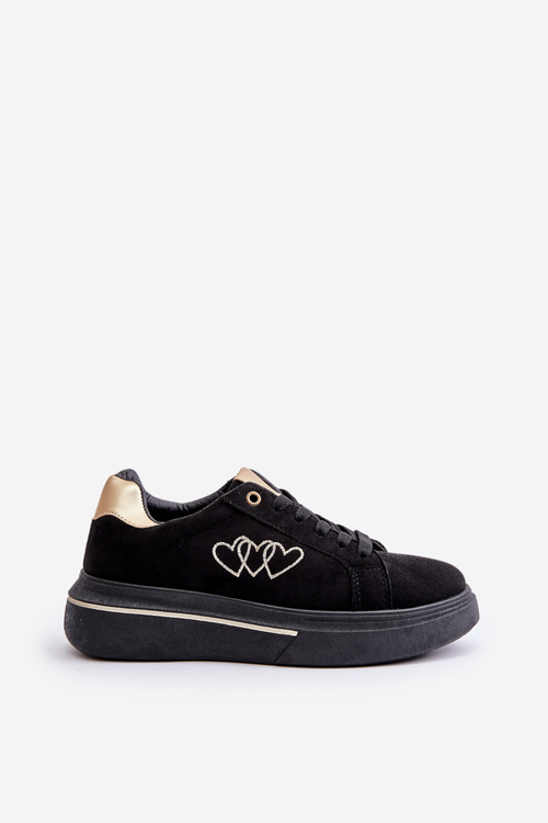 Dámske Sneakersy Na Platforme Srdiečka Čierne Avirorae