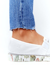 Prolamované Kožené Tenisky Slip-On Maciejka Bílé 03512B-11