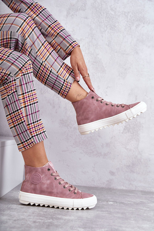 Dámske tenisky s veľkou hviezdou Vysoko izolované ružové EE274113