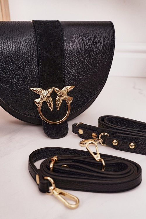 Kožená taška s odnímateľnou čiernou pruhmi Vera Pelle