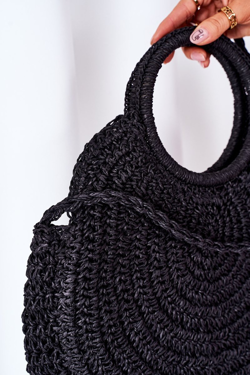 Pletená guľatá kabelka bruno bruno rossi čierna