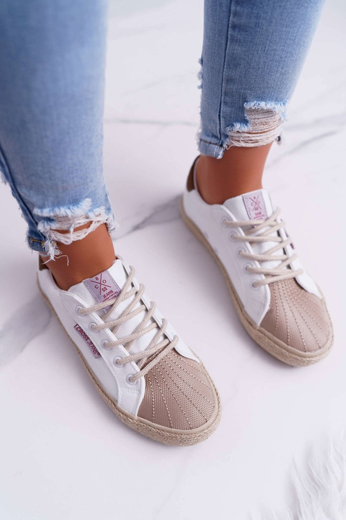 Dámske tenisky krížové džínsy biele DD2R4095