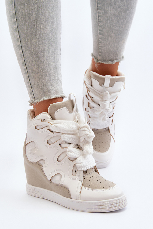 Dámské tenisky na podpatku bílé Leoppa