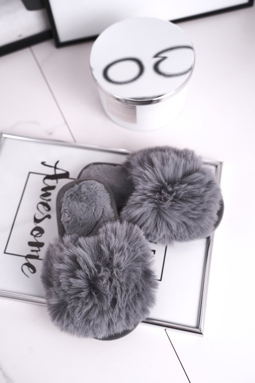 Dětské Pantofle s Kožešinově šedé Snow Ball