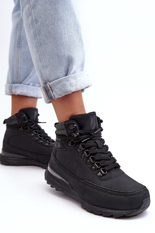 Trekkingové topánky čipky -up čiernej veľkej hviezdy MM274677