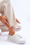 Dámske kožené športové topánky, biele tenisky