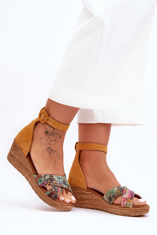 Semišové Klínové Sandály Maciejka 04565-43 Oranžová