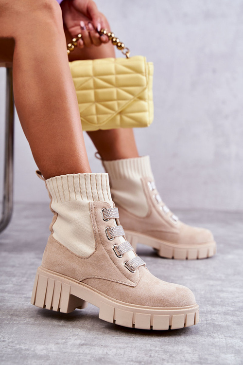 Semišove Nazouvací ponožkové boty béžove Hope