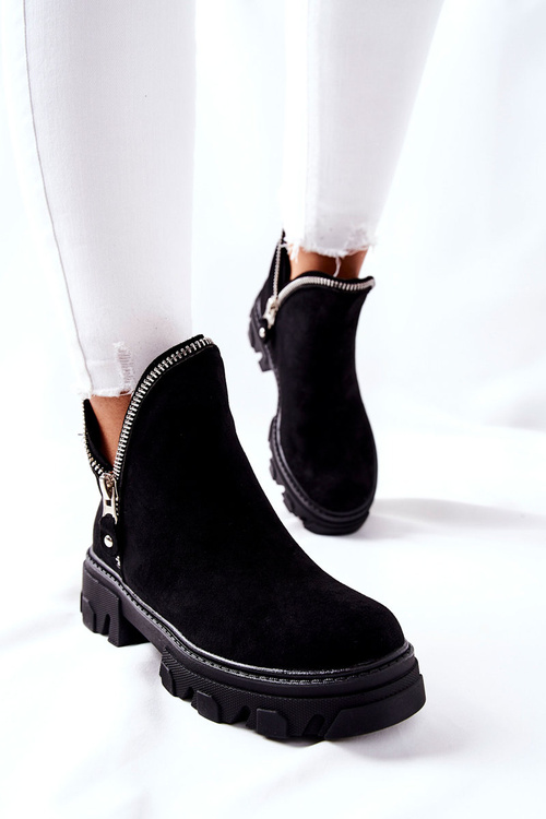 Dámské Semišové Boty Se Zipy Černé Rhythm