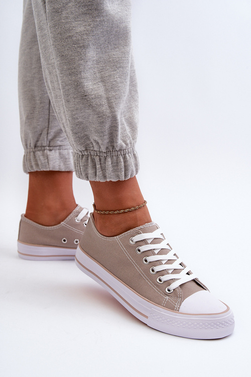 Dámske textilné klasické nízke tenisky tmavobežové Lennabella