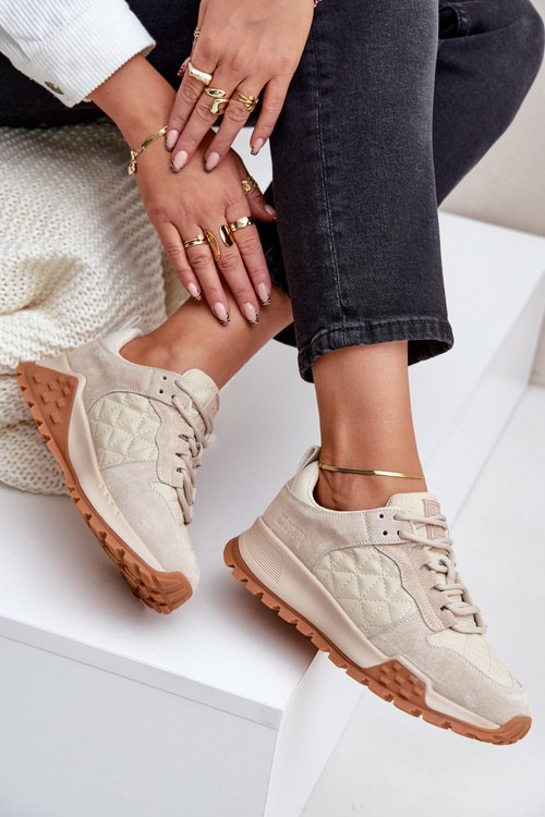 Dámské kožené tenisky Big Star OO274A315 Hi-Poly System béžové