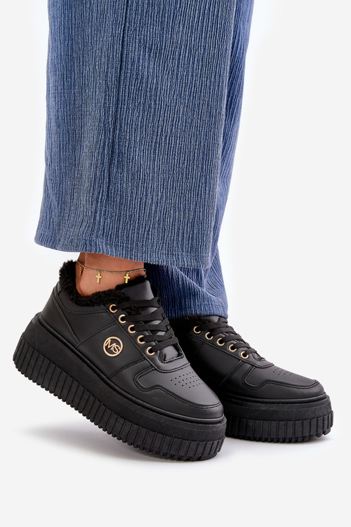 Sneakersy Sportovní Obuv Dámská Zateplená Na Masivní Podešvi Černé Verissha