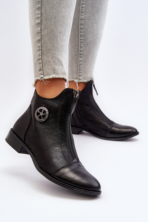 Dámské kotníčkové boty na ploché podrážce se zipem béžové Loratie