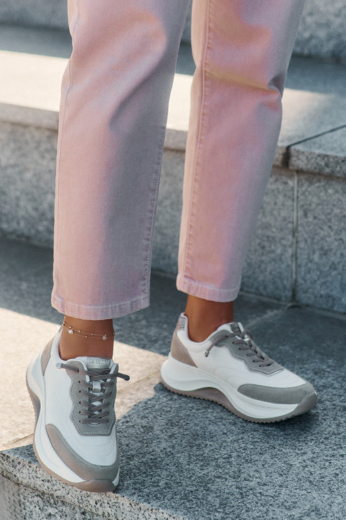 Dámske Semišové Tenisky Na Platforme Big Star RR274A344 HI-POLY SYSTEM Béžové