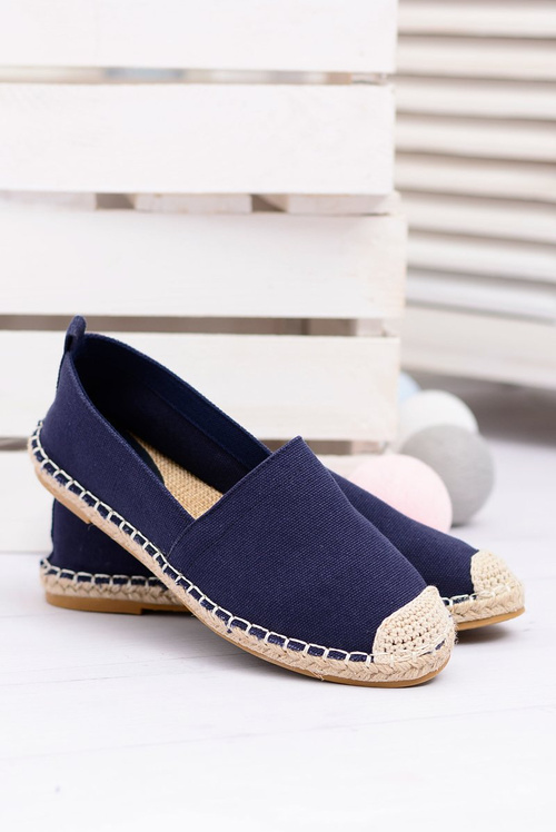 Lniane Damskie Granatowe Espadryle Slip On Nelly