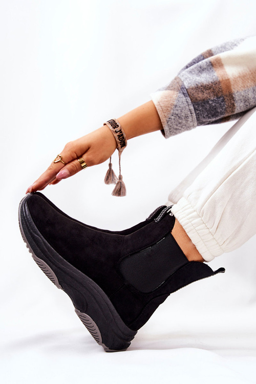 Platformové boty Semišové černé Nicci