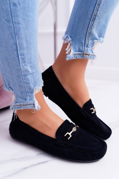 Dámské Mokasíny Eko-semišové Černé Anzio