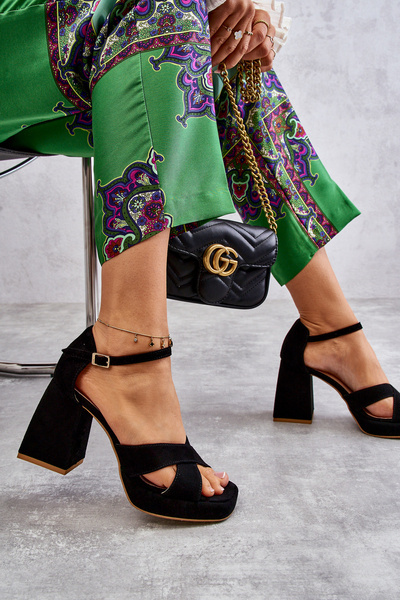 Dámske semišové vysoké podpätky lewski topánky 3221 čierne