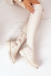 Kožené topánky nad kolennou béžovou selinou